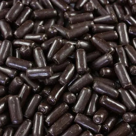 Dark chocolate fyna Liquorice bullets 120g to 1kg