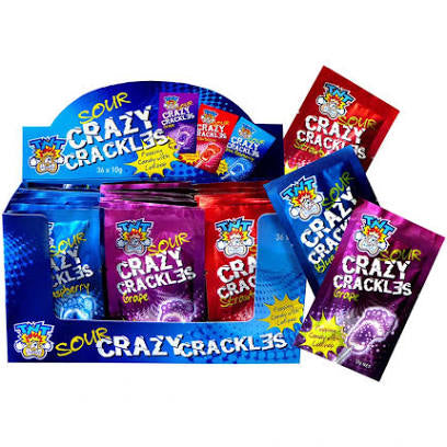 TNT sour crazy crackles, three great flavours